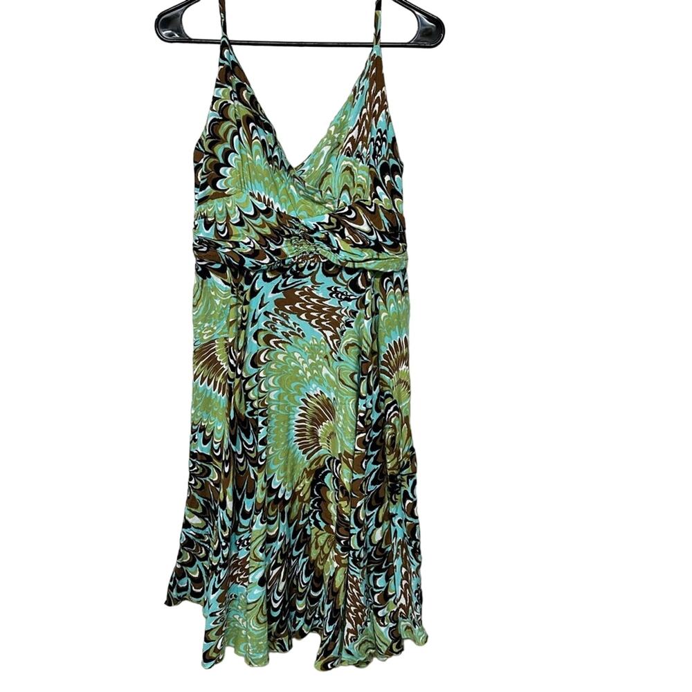Margarita Spaghetti Strap Multicolor Artsy Y2K Dress Size Medium Peacock